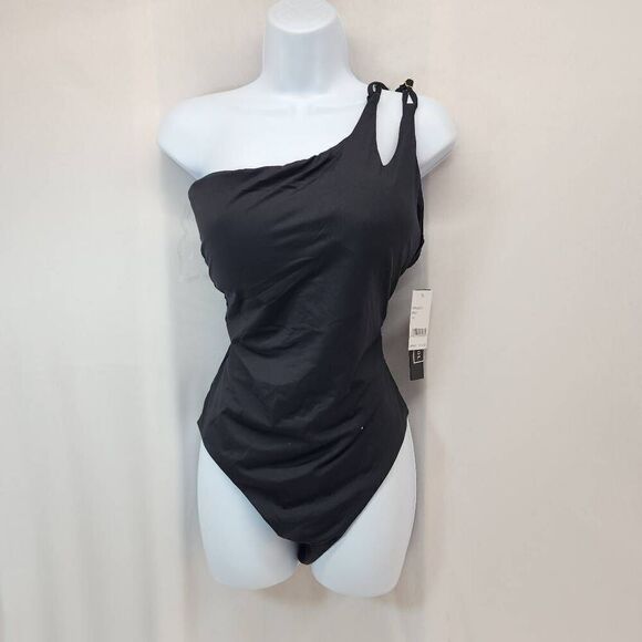 La Blanca Size 16 Island Goddess Strappy One Shoulder One Piece Swimsuit - Black - Picture 1 of 5
